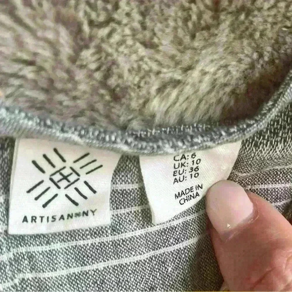 Artisan Ny Striped Linen Blend Sleeveless Dress Sz 6 Grey - Picture 4 of 7